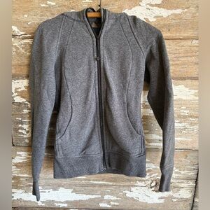 Lululemon Scuba Hoodie Gray Fleece Full Zip Jacket Size 4 Logo Thumbholes